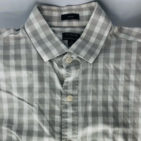 J. CREW ESSENTIAL GREY GINGHAM BUTTON DOWN SHIRT - Picture 3 of 4
